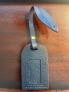 Authentic Louis Vuitton Navy Blue and Red Pipes Valchetta Bag Tag